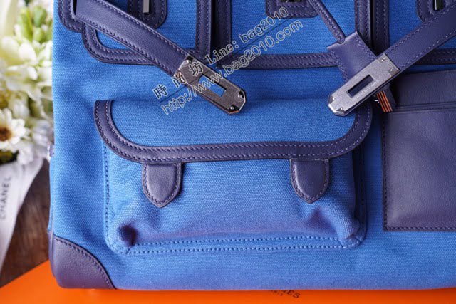 Hermes包包 愛馬仕新款Birkin包 帆布拼接滑皮Swift Cargo布包 男女同款通用  am2105